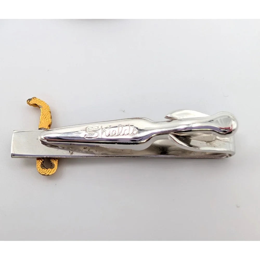 VTG‎ 1950s Shields Saxophone Cufflinks & Tie Clip Set Jazz Musician Novelty